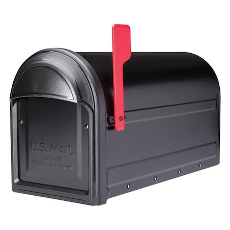 Architectural Mailboxes 5007592 Barrington Galvanized Steel Post Mounted Black Mailbox; 11 X 8.8 X 20.6 In.